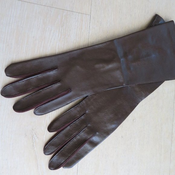 Vintage Mid-Arm Brown Gloves Ladies Small 100% Nylon Made in Japan NEW - Picture 9 of 9